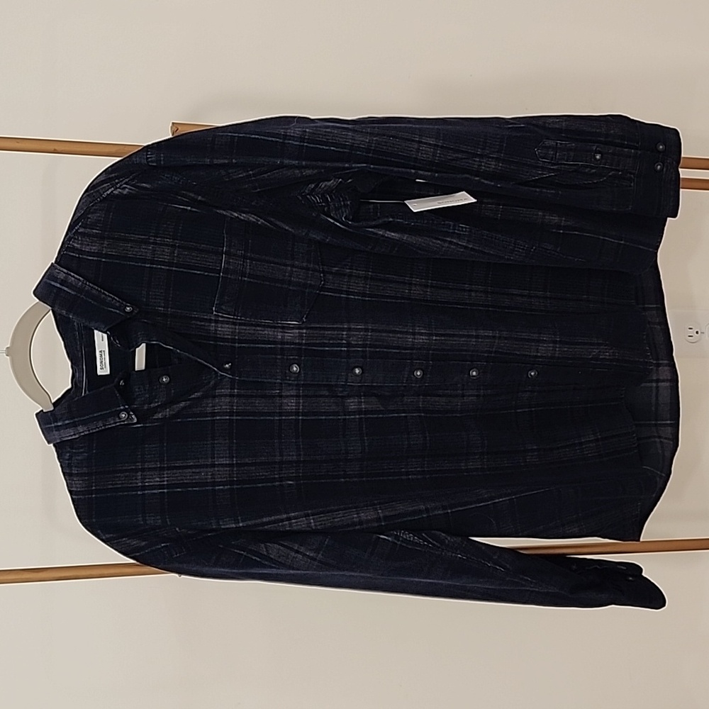 Sonoma Men's Black Plaid Dress Shirt